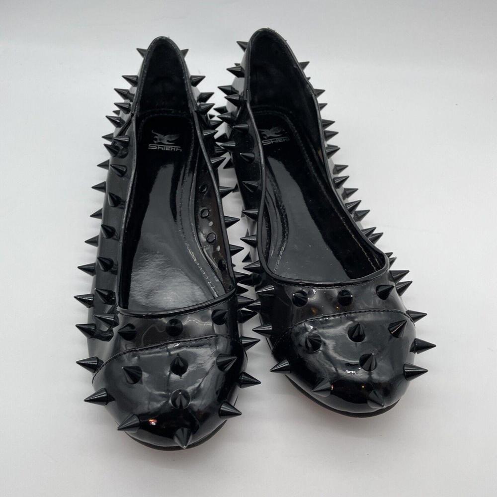 Shiekh Black Spike Loafers Round Toe Sexy Ballet Flats Women’s Shoes Size 9